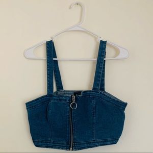 Zip Me Up Denim Crop Top